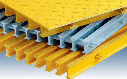 yellow and grey fiberglass pultruded grating